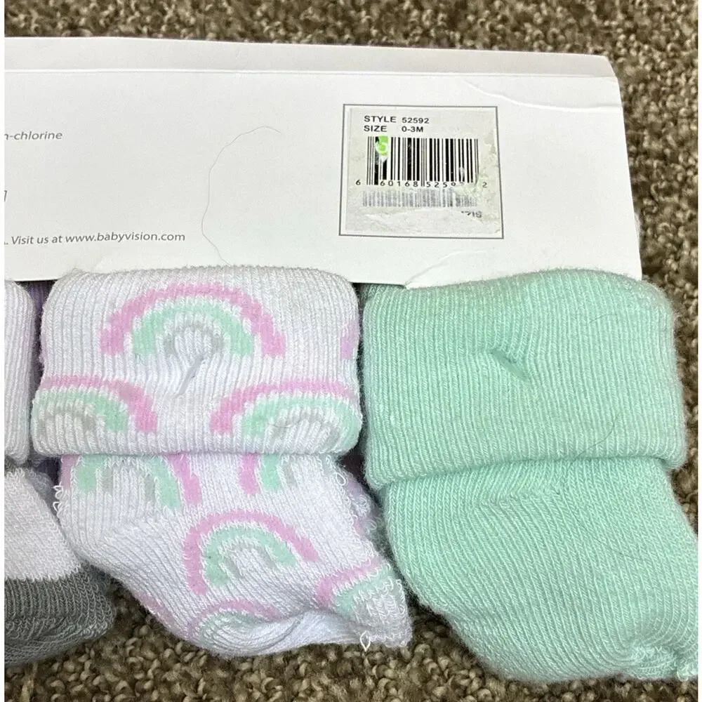 New Hudson Baby 0-3 mth 12 pairs Unicorn & Rainbow Pattern socks